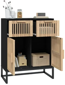 Credenza nera 60x30x75 cm in legno multistrato