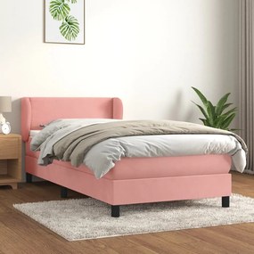 Giroletto A Molle Con Materasso Rosa 90x190 Cm İn Velluto /