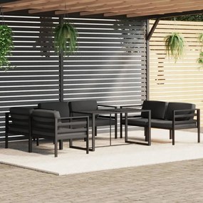 Set divani da giardino 7 pz con cuscini in alluminio antracite
