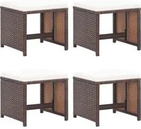 Sgabelli da Giardino 4 pz con Cuscini Marrone in Polyrattan 316806