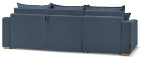 Divano angolare in blu scuro allungabile (con composizione variabile) con rivestimento in velluto a coste Augustin – Bobochic Paris