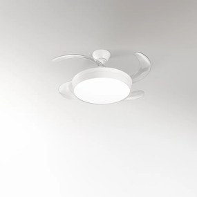 Ventilatore Metallo Bianco Opaco Led 36W 4 Pale Acrilico Trasparente Open Plus