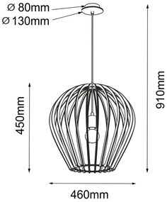 Amplex 5019 - Lampadario a cavo BALA 1xE27/20W/230V nero