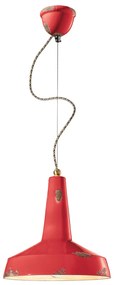Lampadario Vintage Vague Vintage Ferro E Ceramica Rosso 1 Luce E27 35Cm
