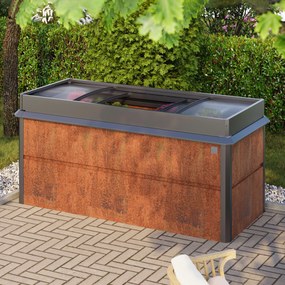 PRIMEYARD 200 x 85 x 77 cm Orto rialzato, acciaio corten, look ruggine, con telaio freddo e bordo anti-lumache - (GFPV00790)