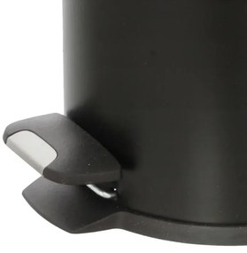 Pattumiera bagno in acciaio nero con pedale e coperchio slim 3 lt
