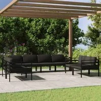 Set Divani da Giardino 8 pz con Cuscini in Alluminio Antracite 3107798