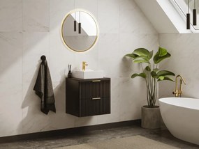 Mobile sotto lavabo sospeso a righe L60 cm Nero - ZEVARA