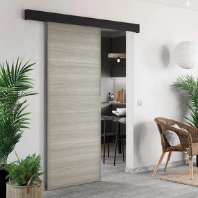 Porta scorrevole Cambridge in mdf rovere grigio, L 93 x H 212 cm, con binario Atelier nero Reversibile