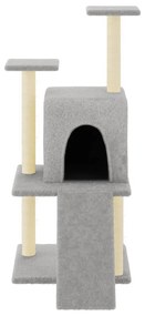 Albero per gatti con tiragraffi in sisal grigio chiaro 110 cm