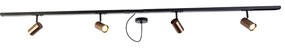 Sistema a binario monofase bronzo scuro con 4 faretti e alimentatore rotondo I - Jeana