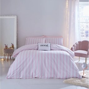Set copripiumino e federa bianco e rosa per letto matrimoniale 200x200 cm Stripe Tease – Sassy B