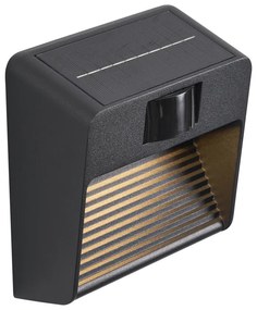 Lampada da parete nera con LED IP54 con sensore di movimento solare - Border
