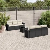 Set Divani da Giardino con Cuscini 7pz Nero Polyrattancod mxl 111494