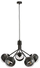 Lampadario Contemporaneo Orione Acciaio Nero 5 Luci E14 Ip20