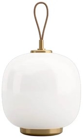 VL45 Radiohus Portable Lampada da Tavolo Brass/Glossy White Opale - Louis Poulse