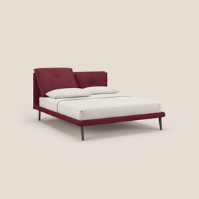 Ibuki letto con cuscini trapuntati regolabili e piedi in mogano in tessuto fiammato impermeabile T03 rosso