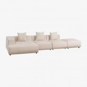 Divano Componibile Chaise Longue Angolare Sinistro In 3 Pezzi Con Puff (↔︎390 Cm) Bruna Velluto A Coste Beige Lin - Sklum