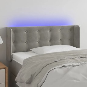 Testiera Grigio Chiaro A Led 103x16x78/88 Cm İn Velluto /