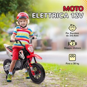 Moto Elettrica per Bambini con Rotelle e Indicatore di Carica Rosso...