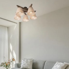 Brilagi - Lampadario LED ANTHONY 5xE14/40W/230V rovere/noce/beige