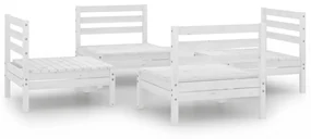 Set divani da giardino 4 pz bianco in legno massello di pino