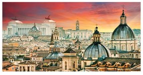 Stampa su tela Roma Veduta, multicolore 70 x 140 cm