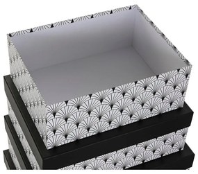 Set di Scatole per Sistemare Impilabili DKD Home Decor Nero Bianco Cartone
