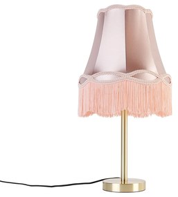 Lampada da tavolo classica ottone con paralume granny rosa 30 cm - Simplo