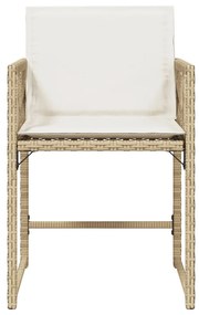 Sedie da giardino con cuscini 4 pz beige in polyrattan