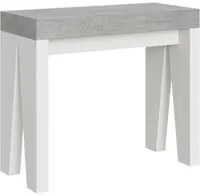 Consolle allungabile 90x40/196 cm Naxy Mix Small piano Bianco Frass - Cemento/Bianco Frassino