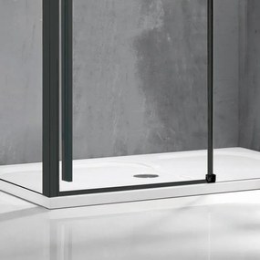 Kamalu - box doccia 80x130 telaio nero anta scorrevole e lato fisso | ksa5000b