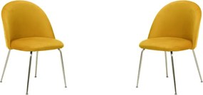 Sedia poltroncina in velluto Senape con gambe in metallo Oro - PARIS 2 sedie