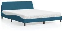 Letto con Materasso Blu 160x200 cm in Velluto 3208435