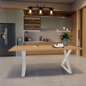 Tavolo da pranzo fisso Cross in legno lamellare grezzo di rovere naturale per 6 persone L 150 x L 90 X H 74 cm