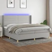 Letto a Molle Materasso e LED Grigio Chiaro 200x200 cm Tessuto 3138981