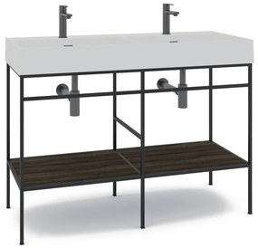 Mobile sottolavabo e lavabo Outline per doppia vasca nero L 120 x H 89 x P 45.5 cm