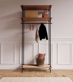 Scaffale in kit AR SHELVING Guardaroba Ardeco 3 ripiani L 85 x P 35 x H 185 cm in legno nero e marrone, portata per ripiano 30 kg