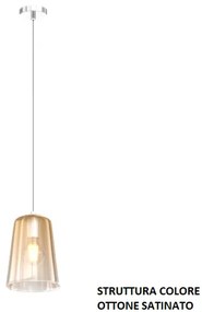 Sospensione ottone sat. 1 luce ambra 1164os-s1-am