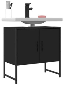 Mobile Lavabo Bagno Nero 60x30x60 Cm İn Legno Multistrato /