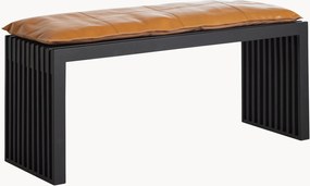 Panca in legno di mogano con cuscino in pelle Rib