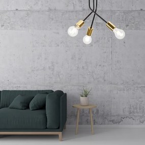 Lampadario a sospensione con supporto rigido PRIYA 3xE27/15W/230V nero