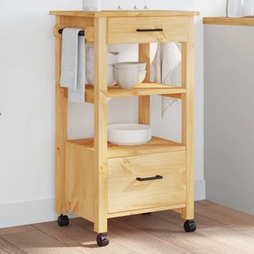 Carrello Da Cucina Monza 48x40x90 Cm İn Legno Massello Di Pino /