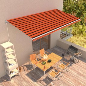 Tenda Da Sole Retrattile Manuale 600x300 Cm Arancione E Marrone /