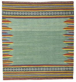 Kilim Tappeto persiano 80x90 Verde (Iran) Tessuto A Mano