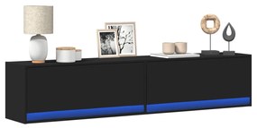 Mobile Tv A Parete Con Led Nero 180x31x38 Cm /