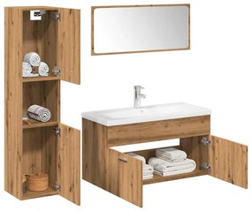 Set Mobili Da Bagno 5 Pz Rovere Artigianale Legno Multistrato /