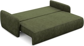 Divano verde allungabile/con contenitore con rivestimento in ciniglia 218 cm Lilo – Makamii