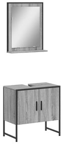 Set mobili da bagno 2 pz grigio sonoma in legno multistrato