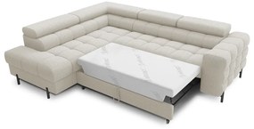 Divano angolare color crema allungabile/con contenitore (con penisola a sinistra/a L) e rivestimento in bouclé Ferucce – ELTAP